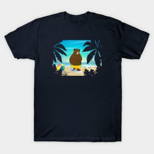 Dalston Bear on the Beach T-Shirt